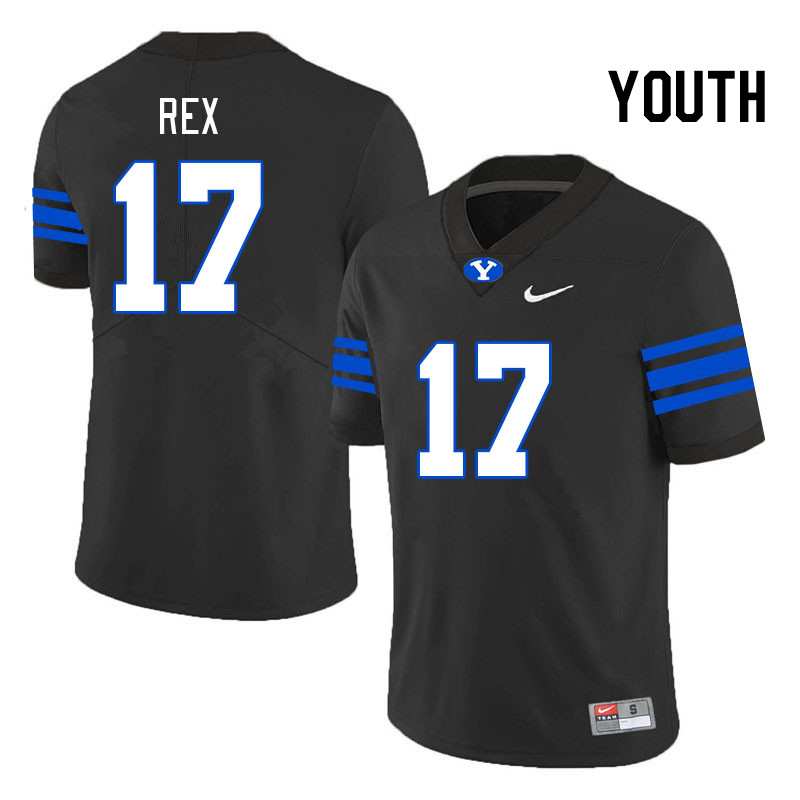 Youth #17 Preston Rex BYU Cougars College Football Jerseys Stitched-Black - Click Image to Close